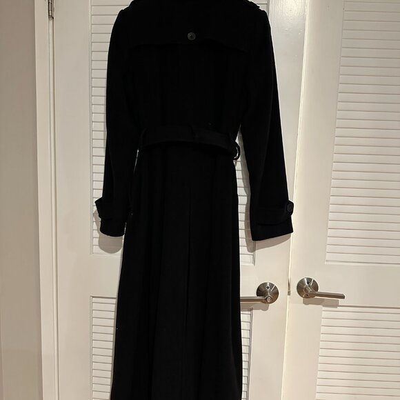 DKNY Long Double-Breasted Wool & Cashmere Blend Trench Coat – Black – Size 6 - Picture 2 of 6